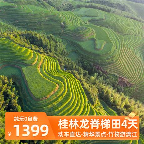 7-8月【龍脊梯田】桂林龍脊梯田·興坪漓江·冠巖·遇龍河·十里畫(huà)廊·陽(yáng)朔西街·動(dòng)車(chē)四天欣賞縈繞在天邊的美景：世界一絕·龍脊梯田！
