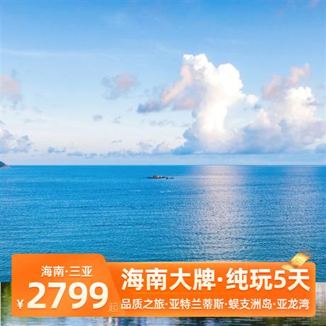 【海南大牌純玩】海南雙飛5日游贈直升機體驗·亞特水世界/水族館二選一