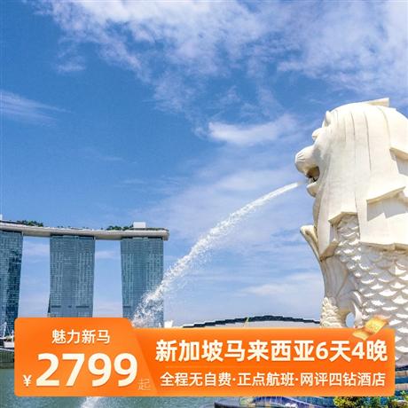 【魅力新馬】6天4晚<全程絕無自費,正點航班，網評四鉆酒店>打卡名勝世界,圣淘沙,魚尾獅公園,雙子塔,蘇丹皇宮,太子城,云上花園,