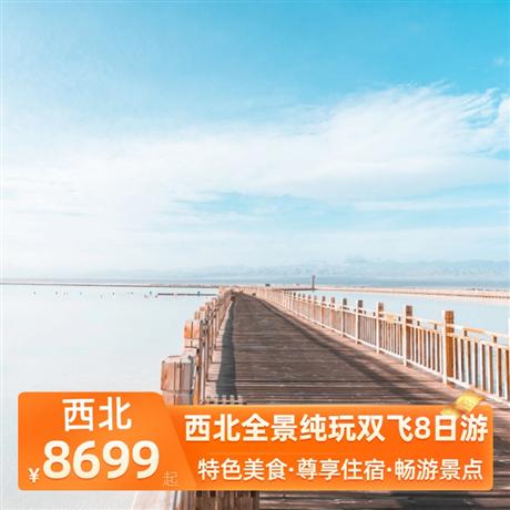 西北全景純玩雙飛8日游全程優選高評分酒店，茶卡特別升級一晚豪華酒店，全程正餐自理，旅游管家全程推薦當地美食